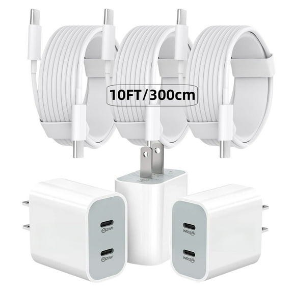 iPhone 16 15 Charger Fast Charging, 20W Dual Port USB C Charger Block with 10FT Long USB C Charging Cable Cord for iPhone 16 Pro Max/16 Pro/16/16 Plus, 15 Pro Max/15 Pro/15,iPad Pro/Air, Android Phon
