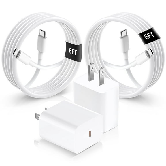 for iPhone 17 16 15 Charger Fast Charging,2Pack 30W USB C Charger Cord 6ft,Type C Wall Charger Block Compatible with iPhone 17/17 Pro/17 Pro Max/Air/16/16e/15,iPad Pro,Air M3/M2/5/4,11th,White