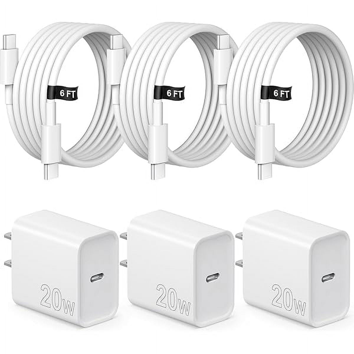 iPhone 16 15 Charger Fast Charging 3 Pack USB C Charger Block Type C Charger 6FT Cord Wall Charger Compatible with iPhone 16/16 Plus/16 Pro/16 Pro Max/iPhone 15/15 Pro Max/iPad Pro/AirPods