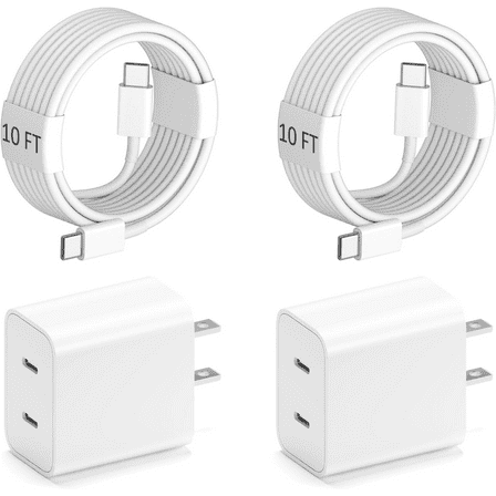 for iPhone 17 16 15 Charger Type C Charger Fast Charging, 20W Dual Port USB C Charger Block with 10FT USB C Cable for iPhone 17 16 15 Pro Max/iPad/Samsung Series,Android Phone and More