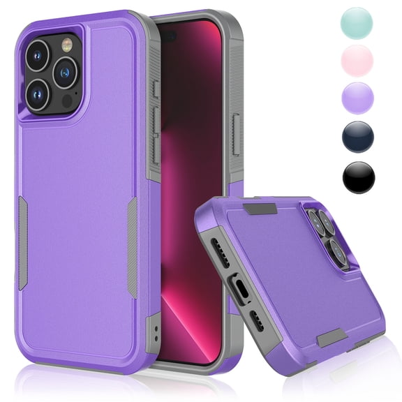 for iPhone 16,16 Pro,16 Plus,16 Pro Max Case,Heavy Duty Shockproof Dual Layer Rugged Full-Body Protective Phone Cover,2 in 1 Silicone Rubber Phone Case for iPhone 16 Pro Max 6.9" - Purple 2024