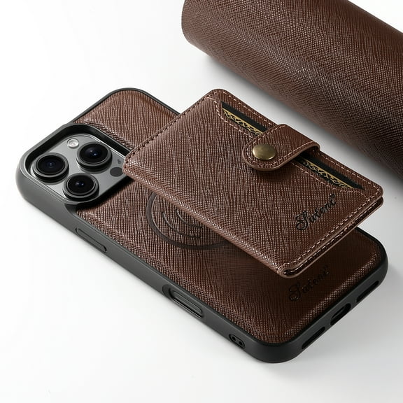 for iPhone 16 2-in-1 Wallet Case [Compatible with Mag-Safe] [Detachable Card Holder] Magnetic PU Leather Flip Kickstand Cover Support Car Mount for iPhone 16, Brown