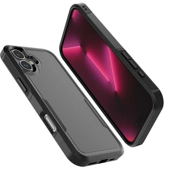 For iPhone 16 5G Case ,Sturdy Phone Case for iPhone 16 5G 6.1 inch ,Tiflook Shockproof Protection Heavy Duty Armor Hard Plastic & Rubber Rugged Bumper 2-in-1 Case Cover ( Black )