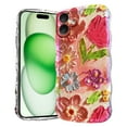 thumbnail image 1 of for iPhone 16 6.1 inch Magnetic Case Compatible with Mag-Safe, Floral Butterfly Pattern Wave Edge Case for Girls Women, Anti-Drop Shockproof Hard Phone Cover for iPhone 16, Floral-D, 1 of 7