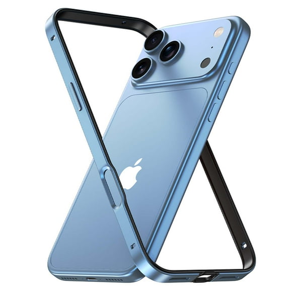 for iPhone 16 Aluminum Alloy Metal Bumper Frame, No Back Design Compatible with MagSafe, Backless Slim Fit Excellent Heat Dissipation 4 Corner Raised Shockproof, Blue
