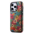 thumbnail image 1 of for iPhone 16 Back Case, PU Leather Vintage Flower Pattern for Girls Lightweight Drop Protective Ultra Slim Support Magnetic Car Mount Magsafe Case Cover for iPhone 16, Green, 1 of 5