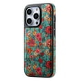 thumbnail image 1 of for iPhone 16 Back Case, PU Leather Vintage Flower Pattern for Girls Lightweight Drop Protective Ultra Slim Support Magnetic Car Mount Magsafe Case Cover for iPhone 16, Blue, 1 of 5