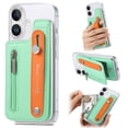 thumbnail image 1 of for iPhone 16 Back Wallet Case with Card Holder Zipper Pocket, Wristband Flip Kickstand, RFID Blocking Secure Hand Grip PU Leather Shockproof Clear Phone Cover for iPhone 16, Mint, 1 of 10
