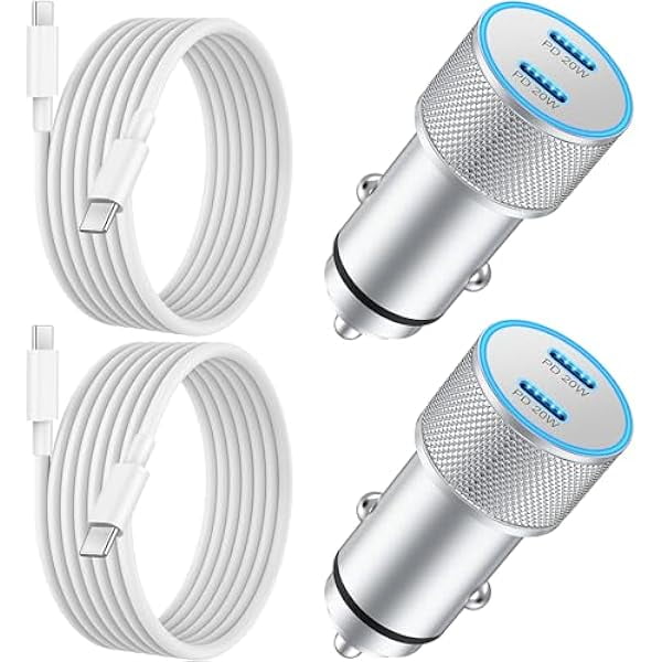 iPhone 16 Car Charger Fast Charging, 2Pack 40W Dual USB C Power Cigarette  Lighter Car Charger Adapter with 6FT Type C to C Cable for iPhone 16/15  Plus/Pro Max, iPad Pro, Pixel