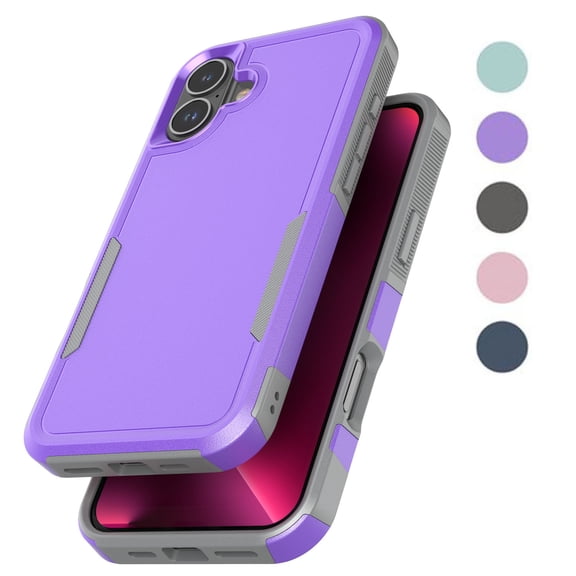 iPhone 16 Case ,2 in 1 Phone Case for iPhone 16 6.1 inch ,Takfox Shockproof Protection Heavy Duty Armor Durable Hard Plastic & Rubber Rugged Full Body Bumper Cover- Purple