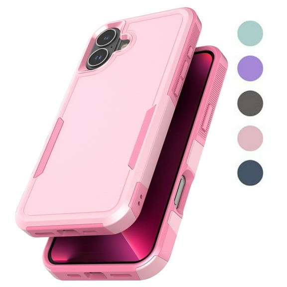 iPhone 16 Case, 2 in 1 Phone Case for iPhone 16 6.1 inch ,Takfox Shockproof Protection Heavy Duty Armor Hard Plastic & Rubber Rugged Bumper Cover- Rose Gold