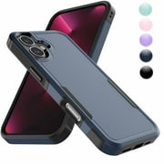 iPhone 16 Case 6.1" Shockproof [Military-Grade Dual Layer] Bumper Cover, Anti-Slip Textured Grip, Raised Camera/Screen Protection, Wireless Charging Compatible – Heavy Duty Rugged Case-Blue