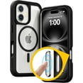 thumbnail image 1 of For iPhone 16 Case with Camera Control Capture Button, [Compatible with MagSafe], Heavy Duty Shockproof Protection, Transparent Magnetic Phone Case for iPhone 16, 6.1 inch, Clear Black, 1 of 6