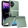 thumbnail image 1 of For iPhone 16 Case with Card Holder Heavy Duty Protective Kickstand Dual Layer Shockproof Hidden Card Slot Slim Wallet Military Protection Rugged Case for iPhone 16,Lightgreen, 1 of 10