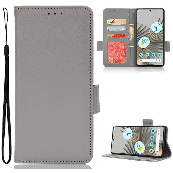for iPhone 16 Case, Classic Design PU Leather Wallet Magnetic Closure Flip Case with Kickstand Card Holder Slot Shockproof Protective Cover for iPhone 16 - Gray
