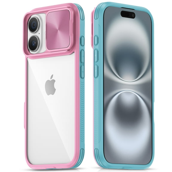 ABCPOW for iPhone 16 Case Clear,Full Body Rugged Case [Not Yellowing] Drop Protection, Slim Clear Case Full Camera Protection Cover Cell Phone Case for iPhone 16 6.1 inch,Pink