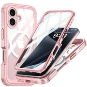 for iPhone 16 Case, [Compatible with Magsafe] Full-Body Protection Shockproof Rugged Clear Bumper Frame Case Cover with Built-in Screen Protector for iPhone 16,
