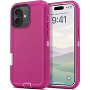 iPhone 16 Case Cover 3 Layer Rugged / Heavy Duty / Shockproof 6.1 Pink