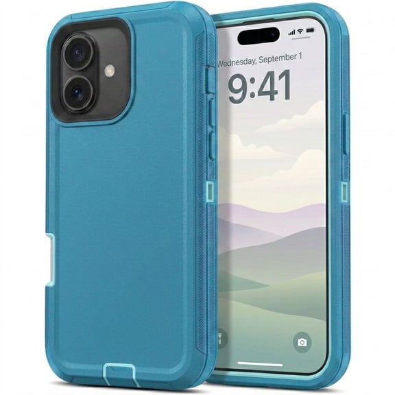 iPhone 16 Case Cover 3 Layer Rugged / Heavy Duty / Shockproof 6.1" Teal