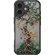for iPhone 16 Case Cute, Aesthetic Floral Hard Shell, Compatible with Magsafe, Trendy Unique Cool Retro Western Coquette Protective Slim Phone Cover for Women Girls, Mosaic Tortoise Shell