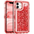 thumbnail image 1 of For iPhone 12 Pro Max Case Glitter Floating Liquid Shiny Quicksand Case for Women Girls Heavy Duty Shockproof Protective Case Hard PC Bumper Soft TPU Cover，Red, 1 of 7