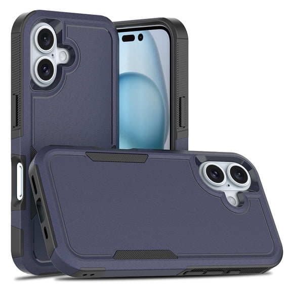 For iPhone 16 Case,Heavy Duty Drop Protection Full Body Rugged Shockproof/Drop Proof/Dust Proof Military PC + TPU Protective Tough Durable Cell Phone Cover for Men Women,Darkblue