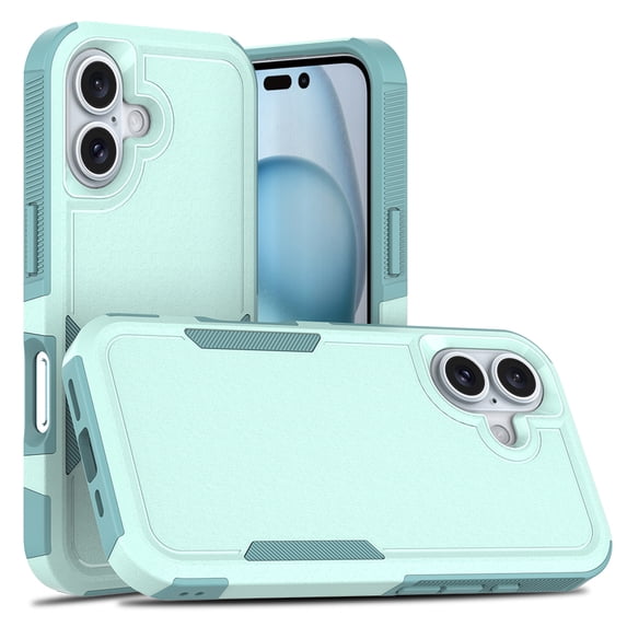 For iPhone 16 Case,Heavy Duty Drop Protection Full Body Rugged Shockproof/Drop Proof/Dust Proof Military PC + TPU Protective Tough Durable Cell Phone Cover for Men Women,Mint