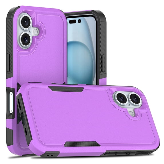 For iPhone 16 Case,Heavy Duty Drop Protection Full Body Rugged Shockproof/Drop Proof/Dust Proof Military PC + TPU Protective Tough Durable Cell Phone Cover for Men Women,Purple