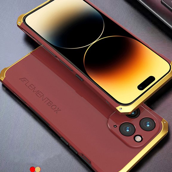 for iPhone 16 Case Heavy Duty Metal Aluminum Bumper PC Hard Back [Shockproof][Dropproof][Dust-Proof][Military Grade] Rugged Full Body Protection Cover Case for iPhone 16, Redgold