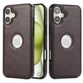 thumbnail image 1 of iPhone 16 Case with Logo Hole, Premium PU Leather + TPU Slim Fit Shockproof Anti-Scratch Heavy Duty Protection Rugged Phone Case for Apple iPhone 16, Purple, 1 of 7