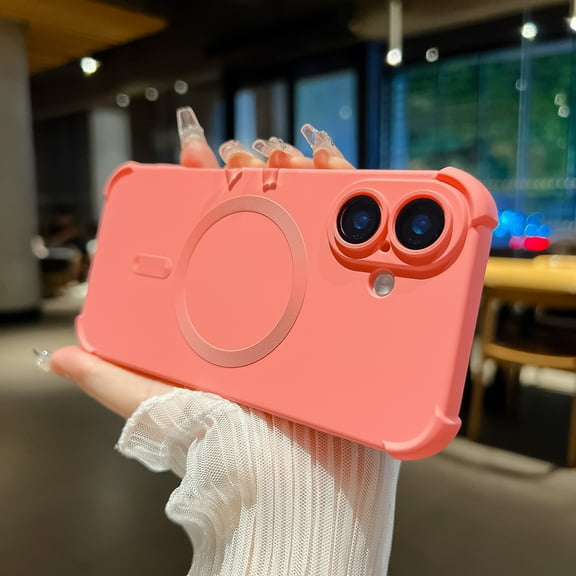 for iPhone 16 Case: Magnetic Liquid Silicone Rubber Matte Shockproof Slim Compatible with MagSafe - Military Grade Drop Proof Back Anti-Fingerprint Protective Phone case,Pink