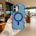thumbnail image 1 of for iPhone 16 Case Magnetic Phone Case Compatible with MagSafe, Soft TPU Bumper Hard Translucent Matte Back Slim Fit Grip Shockproof Protective Cover for Men Women Girls,Blue, 1 of 9