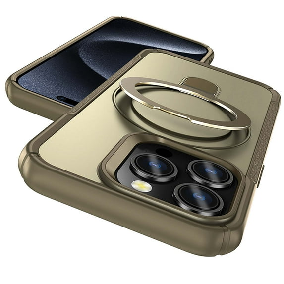 for iPhone 16 Case Magnetic with Ring Stand, Compatible with Magsafe, Full Body Protective Cover Slim Shockproof Kickstand Hybrid Matte Phone Case for iPhone 16, Khaki