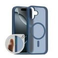 thumbnail image 1 of for iPhone 16 Case: Magnetic Translucent Matte Shockproof Slim Compatible with MagSafe - Military Grade Drop Proof Hard Back Anti-Fingerprint Protective Cell Phone Cover,Darkblue, 1 of 8