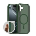 thumbnail image 1 of for iPhone 16 Case: Magnetic Translucent Matte Shockproof Slim Compatible with MagSafe - Military Grade Drop Proof Hard Back Anti-Fingerprint Protective Cell Phone Cover,Darkgreen, 1 of 8