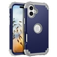 thumbnail image 1 of for iPhone 16 Case, Phone Case iPhone 16, Heavy Duty 3 in 1 Full Rugged Shockproof Hybrid Hard PC Soft Rubber Bumper Corner Drop Protection Grip Girls Women Boys Men,Darkblue, 1 of 8