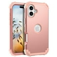 thumbnail image 1 of for iPhone 16 Case, Phone Case iPhone 16, Heavy Duty 3 in 1 Full Rugged Shockproof Hybrid Hard PC Soft Rubber Bumper Corner Drop Protection Grip Girls Women Boys Men,Rosegold, 1 of 8