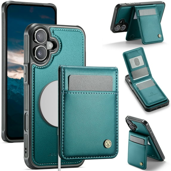 for iPhone 16 Case with RFID Blocking Card Holder iPhone 16 Case Magsafe Compatible Phone case Kickstand Wallet 2 in 1 Detachable Magnetic Leather Cover for Men Women, Blue