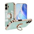 thumbnail image 1 of for iPhone 16 Case with Ring Holder, iPhone 16 Cover, Kickstand Magnetic Plating Frame TPU Shockproof Anti-Scratch Slim Girls Women Men Case Cover for iPhone 16, Mint, 1 of 5