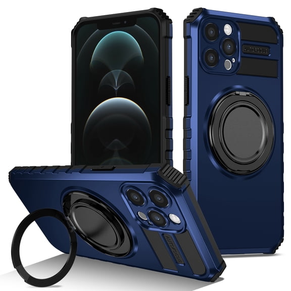 For iPhone 16 Case with Ring Stand,2-Layer Full Body Heavy Duty Shockproof Rugged,360°Rotatable Ring Holder Magnetic Kickstand,Non-Slip Protective Phone Case for iPhone 16,Royalblue
