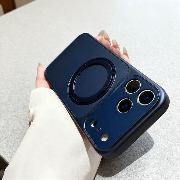 for iPhone 16 Case with Ring Stand, Camera Lens Protector, Military-Grade Drop Protection, Build-in Kickstand & Secure Grip, Slim Shockproof Phone Cover for iPhone 16, Blue