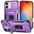 thumbnail image 1 of for iPhone 16 Case with Sliding Camera Cover, [Drop Protection] [Magnetic Rotated Kickstand] Military Grade Shockproof Heavy Duty Cover for iPhone 16, Purple, 1 of 8