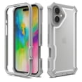 thumbnail image 1 of for iPhone 16 Case, Soft Silicone Bumper & Crystal Clear Hard PC Back, Luxury 2 In 1 Shockproof Military Drop Protection Anti-Fingerprint Phone Case Cover for iPhone 16, Gray, 1 of 2