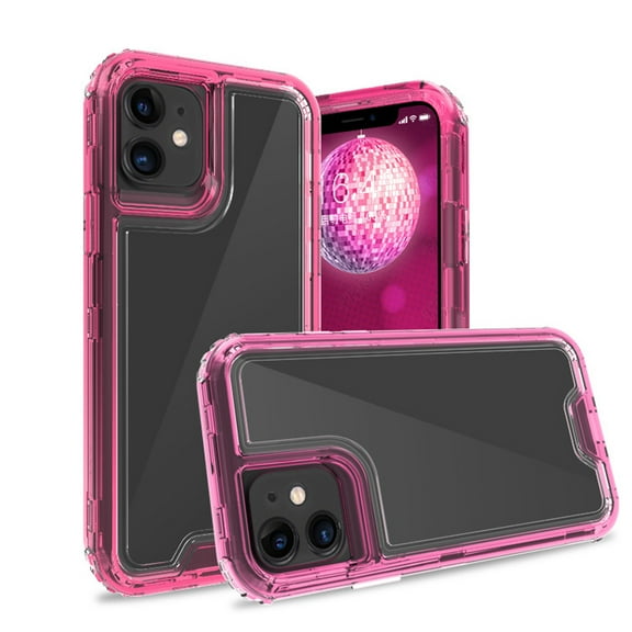 for iPhone 16 Case, Support Wireless Charging, Crystal Clear Case Protective Shockproof Bumpers, Not Yellowing Slim Cover for Men Women Hybrid 2 in 1 Military Drop Protection Case,Hotpink