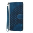thumbnail image 1 of iPhone 16 Case Wallet for Women Men, Stylish Cube Embossed Cards Slots Flip Folio Stand Premium PU Leather Slim Fit Case with Hand Wrist Phone Case for Apple iPhone 16, Darkblue, 1 of 7