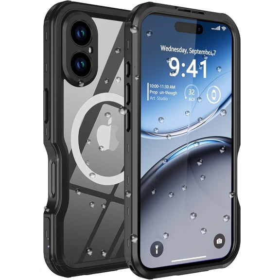 for iPhone 16 Case Waterproof, [Shockproof] [Dustproof] [IP68 Waterproof] Full-Body Hard Case Built-in [Lens Screen Protection] for Diving Case, Shockproof, Dustproof, IP68 Waterproof, Hard Case