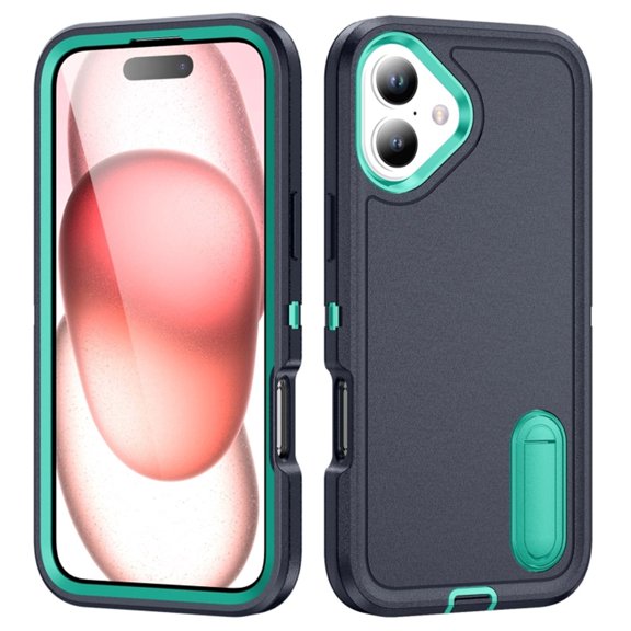 for iPhone 16 Case, iPhone 16 Phone Case with Built in Kickstand, Shockproof/Dustproof/Drop Proof Heavy Duty Military-Grade Rugged Protective Cover for iPhone 16,Light Green,For iPhone 16