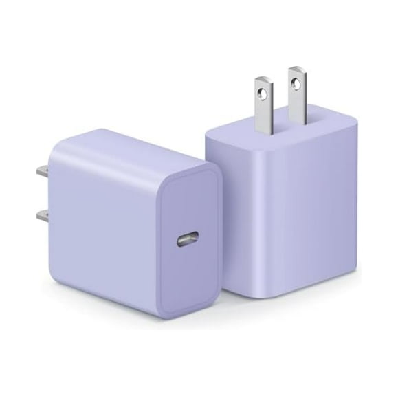 iPhone 16 USB C Charger Block - 20W Fast Charging Adapter for iPhone 16, 15, 14, 13, 12, 11, iPad, Samsung and More - Purple