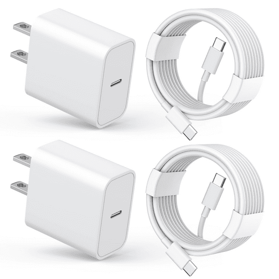 iPhone 16 Charger Fast Charging, 2 Pack 20W Type C Fast Charger Block With 2 Pack 6FT USB C to C Cable Compatible for iPhone 16/16 Plus/16 Pro/16 Pro Max/15/15 Plus/15 Pro Max