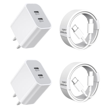 iPhone 16 Charger Fast Charging, 20W Dual Port USB C Charger Block with 10FT Long USB C Charging Cable Cord for iPhone 16 Pro Max/16 Pro/16/16 Plus, 15 Pro Max/15 Pro/15, Android Phone